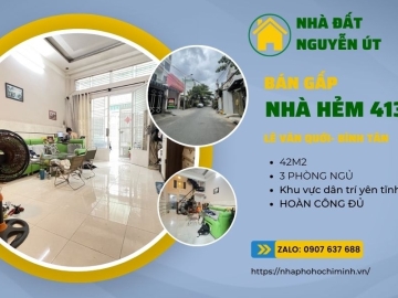 Bán Gấp Nhà Hẻm 413 Lê Văn Quới Bình Tân 42m2, 3 Phòng Ngủ, Sổ đẹp