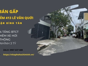 Bán Gấp Nhà Hẻm 413 Lê Văn Quới Bình Tân 42m2, 3 Phòng Ngủ, Sổ đẹp