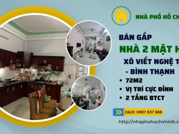 Bán Nhà 2 Mặt Hẻm Xe Tải Xô Viết Nghệ Tĩnh Bình Thạnh, 72m2, Không Lộ Giới Bán Nhà 2 Mặt Hẻm Xe Tải Xô Viết Nghệ Tĩnh Bình Thạnh, 72m2, Không Lộ Giới