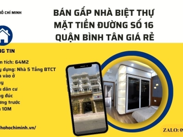 Bán Nhà Biệt Thự Mặt Tiền Đường Số 16 Bình Tân, 5 Lầu BTCT, Giá Rẻ