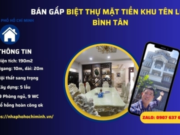 Bán Nhà Biệt Thự Mặt Tiền Khu Tên Lửa Bình Tân, 190m2, 5 Tầng, Dòng Tiền Lớn