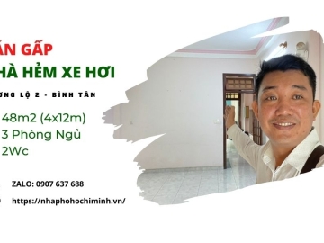 Bán Nhà Đẹp Hẻm 688 Hương Lộ 2 Bình Tân, 48m2, 1 trệt 2 lầu BTCT chỉ 4 tỷ 100 triệu thương lượng