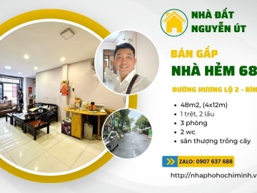 Bán Nhà Đẹp Hẻm 688 Hương Lộ 2 Bình Tân, 48m2, 1 trệt 2 lầu BTCT chỉ 4 tỷ 100 triệu thương lượng