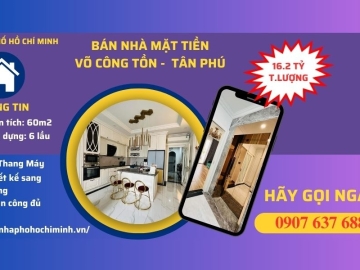 Bán Nhà Đẹp Mặt Tiền Võ Công Tồn Tân Phú, 6 Lầu, Có Thang Máy, Thiết Kế Sang Trọng