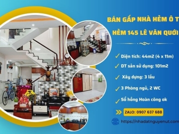 Bán Nhà Hẻm 145 Lê Văn Quới Bình Tân, 3 Lầu, Sổ Hồng Hoàn Công Ok
