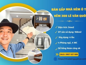 Bán Nhà Hẻm 308/31 Lê Văn Quới Bình Tân, 4 Lầu, Sổ Hồng Hoàn Công Ok