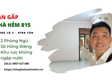 Bán Nhà Hẻm 815 Hương Lộ 2 Bình Tân, 52m2,Sổ Hồng Riêng, Không Bị Quy Hoạch nhỉnh 4 tỷ