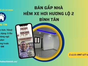 Bán Nhà Hẻm Xe Hơi Hương Lộ 2 Bình Tân, 72m2, 5 Lầu, 5 Phòng Ngủ, Nhà Mới Đẹp