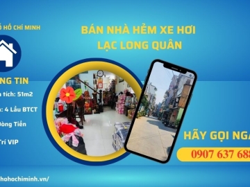 Bán Nhà Hẻm Xe Hơi Lạc Long Quân Tân Bình, 4 Lầu, Có Dòng Tiền, Giá Rẻ