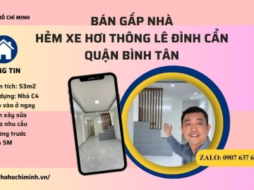 Bán Nhà Hẻm Xe Hơi Lê Đình Cẩn Bình Tân, 53m2, Sổ Vuông, Giá Rẻ