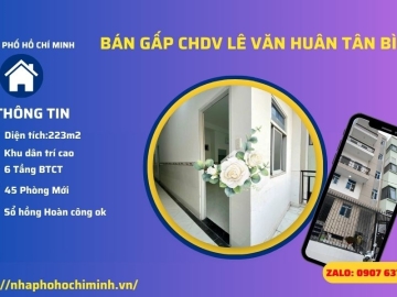 Bán Nhà Hẻm Xe Hơi Lê Văn Huân Tân Bình, CHDV 6 Tầng, Sẵn Thu Nhập 170 Triệu Bán Nhà Hẻm Xe Hơi Lê Văn Huân Tân Bình, CHDV 6 Tầng, Sẵn Thu Nhập 170 Triệu