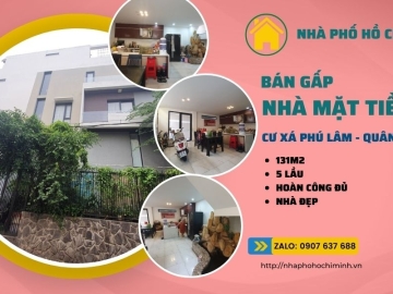 Bán Nhà Lô Góc 2 Mặt Tiền Cư Xá Phú Lâm Quận 6, 131m2, 5 Tầng BTCT, Sổ Hồng Hoàn Công