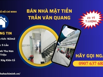 Bán Nhà Lô Góc 2 Mặt Tiền Trần Văn Quang Tân Bình, 5 Tầng, Ngang Lớn, Dòng Tiền Khủng