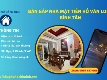 Bán Nhà Mặt Tiền Hồ Văn Long Bình Tân, Nhà Đẹp 3 Lầu, 108m2, Chỉ 8 Tỷ