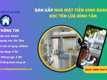 Bán Nhà Mặt Tiền KDC Tên Lửa Bình Tân, 4 Lầu Hoàn Công Đủ, Giá Rẻ
