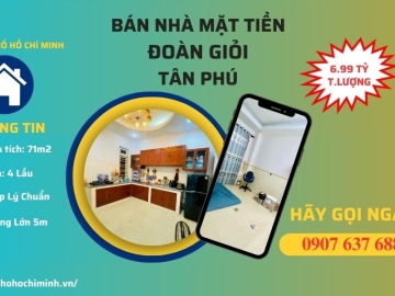 Bán Nhà Mặt Tiền Kinh Doanh Đoàn Giỏi Tân Phú, 71m2, 4 Lầu BTCT, Nhỉnh 6 Tỷ