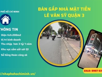 Bán Nhà Mặt Tiền VIP Lê Văn Sỹ Quận 3, 200m2, Lô Góc 2 Mặt Kinh Doanh